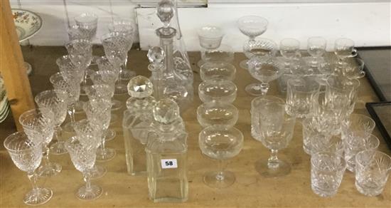 Four decanters & assorted glasses